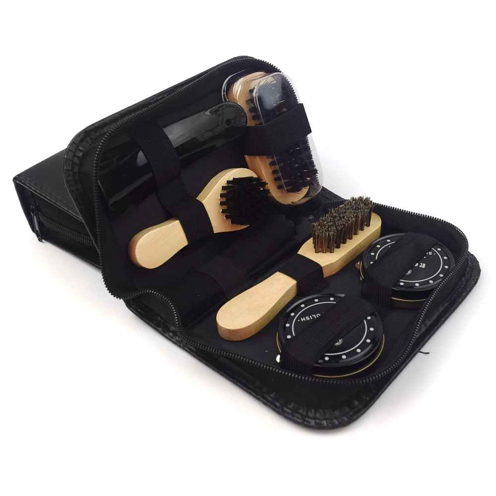 FootMatters Shoe Shine Valet Box - Hardwood Boot & Shoe Care