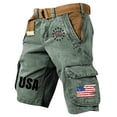 thumbnail image 3 of Men's Vintage Washed Cargo Shorts with America 250 Years Graphic and Utility Pockets Featuring Loose Fit Design for Summer Fishing Hiking Travel Vacation Army Green L, 3 of 5
