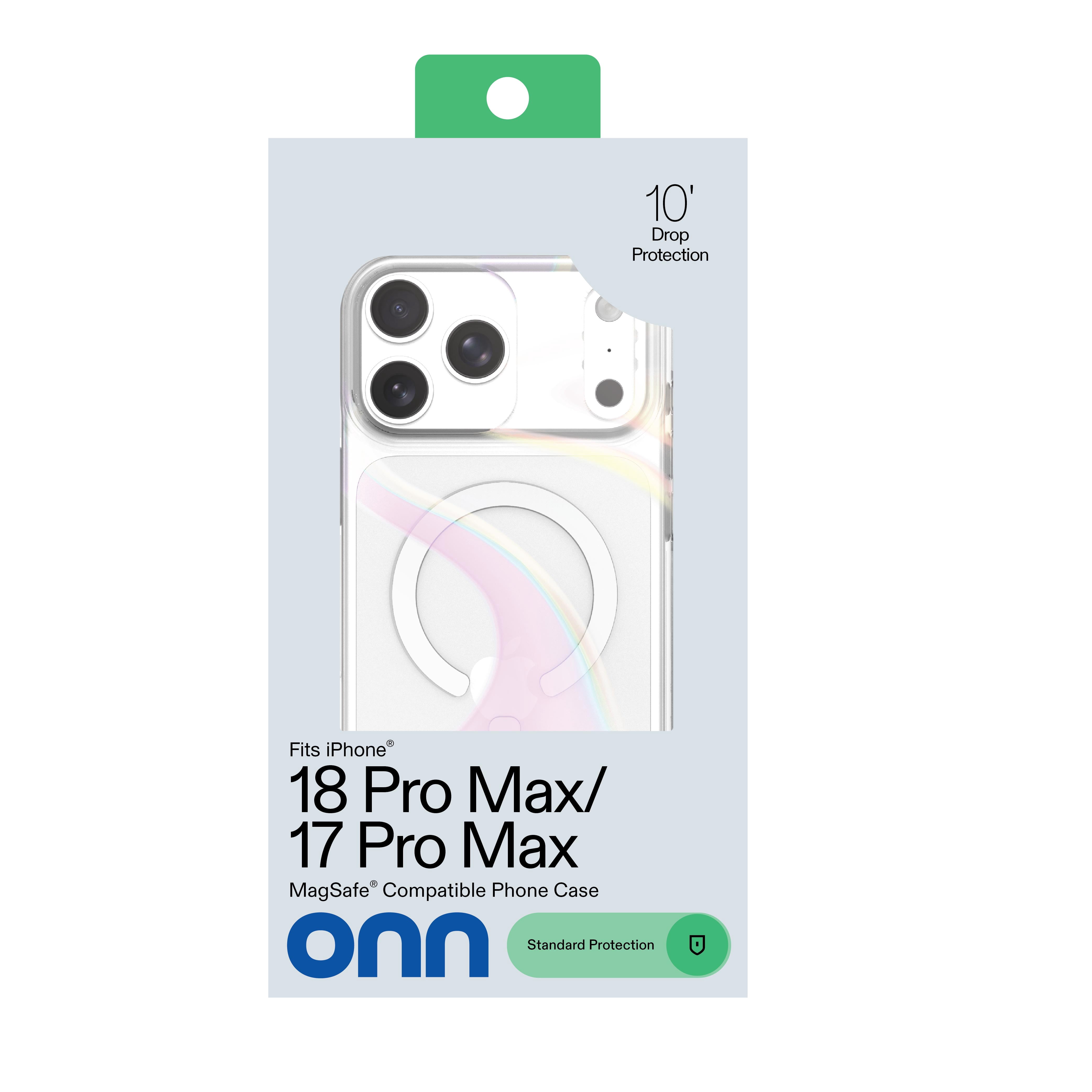 onn Phone Case for iPhone 18 Pro Max / 17 Pro Max, MagSafe Compatible - Clear Iridescent