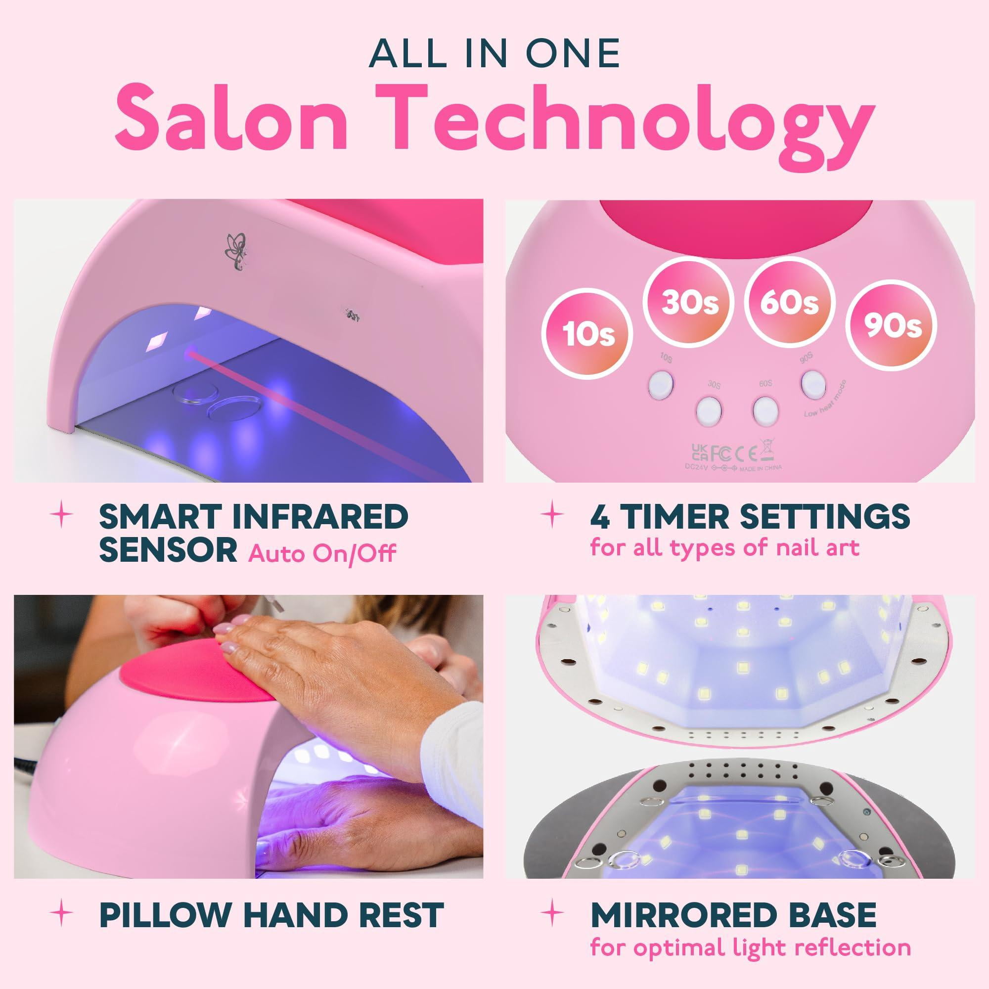 Uv Led Lamp With 4 Timer Settings  33 Leds Dryer Compatible All Gel Polish Auto Sensor Removable Base Sun2c Pink