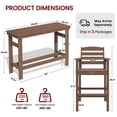 thumbnail image 2 of SERWALL HDPE Outdoor Patio Bar Set with 9ft Umbrella, 4 Pieces Outdoor Bar Height Table Set with Patio Umbrella, Brown, 2 of 8