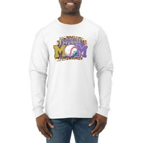 Baseball Mom Cheetah Glitter Sports Mens Long Sleeve Shirt, White, Small