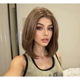thumbnail image 4 of New Women’s Full-Length Bob Wig - Realistic Natural Mid-Part Wig for Youthful Look,Wigs for Women Human Hair Wig （Brown / 14in）, 4 of 8
