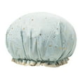 thumbnail image 1 of Waterproof Shower Cap Print Double Layer Elastic Shower Hair Cover Reusable, 1 of 4