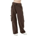 thumbnail image 3 of Rolanko Girls Cargo Pants Wide Leg Loose Cargo Trousers with Pockets Streetwear Kids Pants 4-15 Years, 3 of 6
