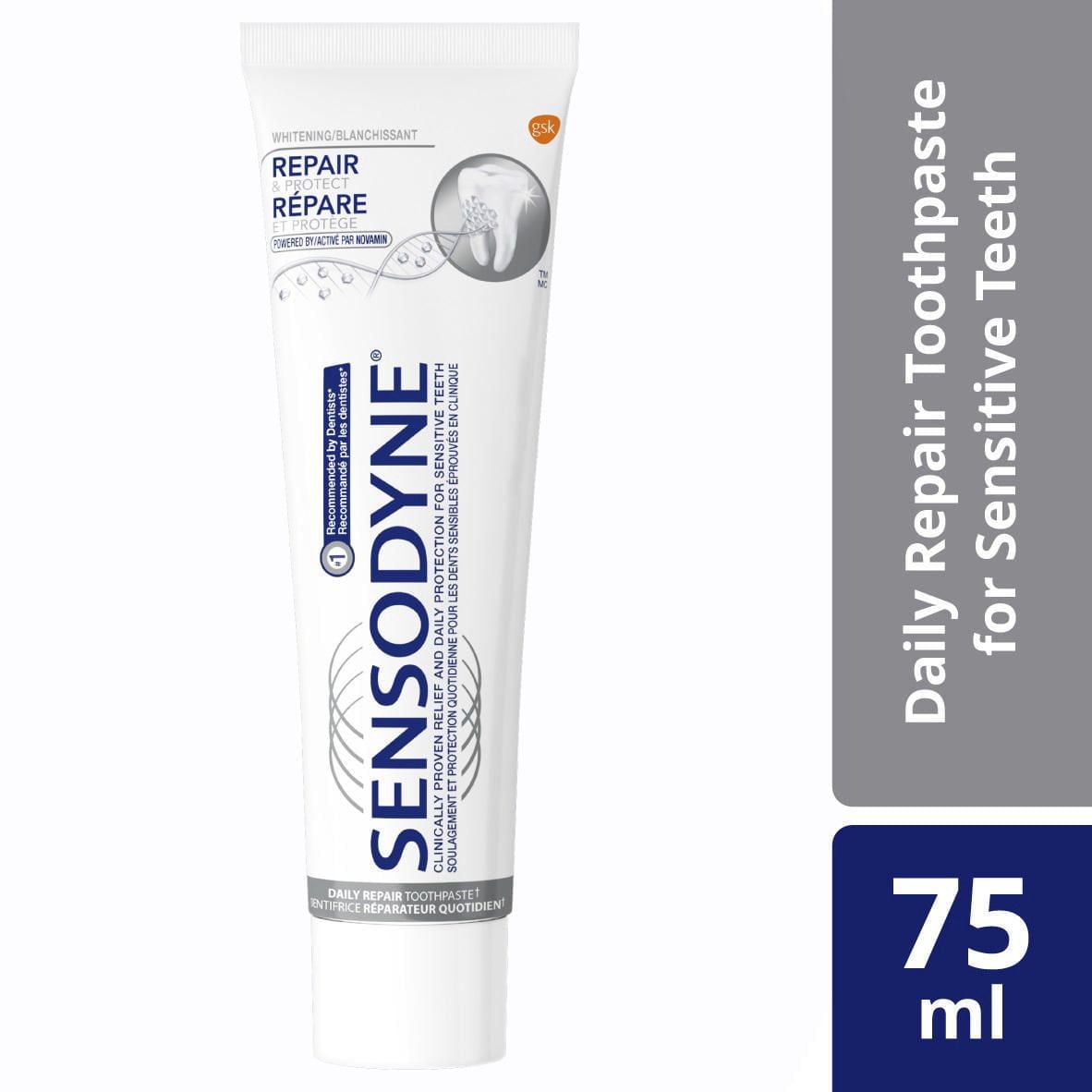 Dentifrice Sensodyne Répare & Protège Blanchissant 75 mL Menthe