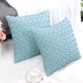 thumbnail image 3 of PiccoCasa 2Pcs Decorative Throw Pillowcases Stylish Basket Weave Cushion Cover, 18"x18" Lake Blue, 3 of 8