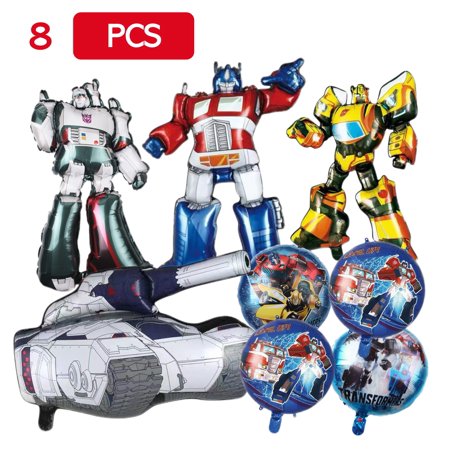 8 PCS Transformers Foil Balloons, Transformers Birthday Party Supplies