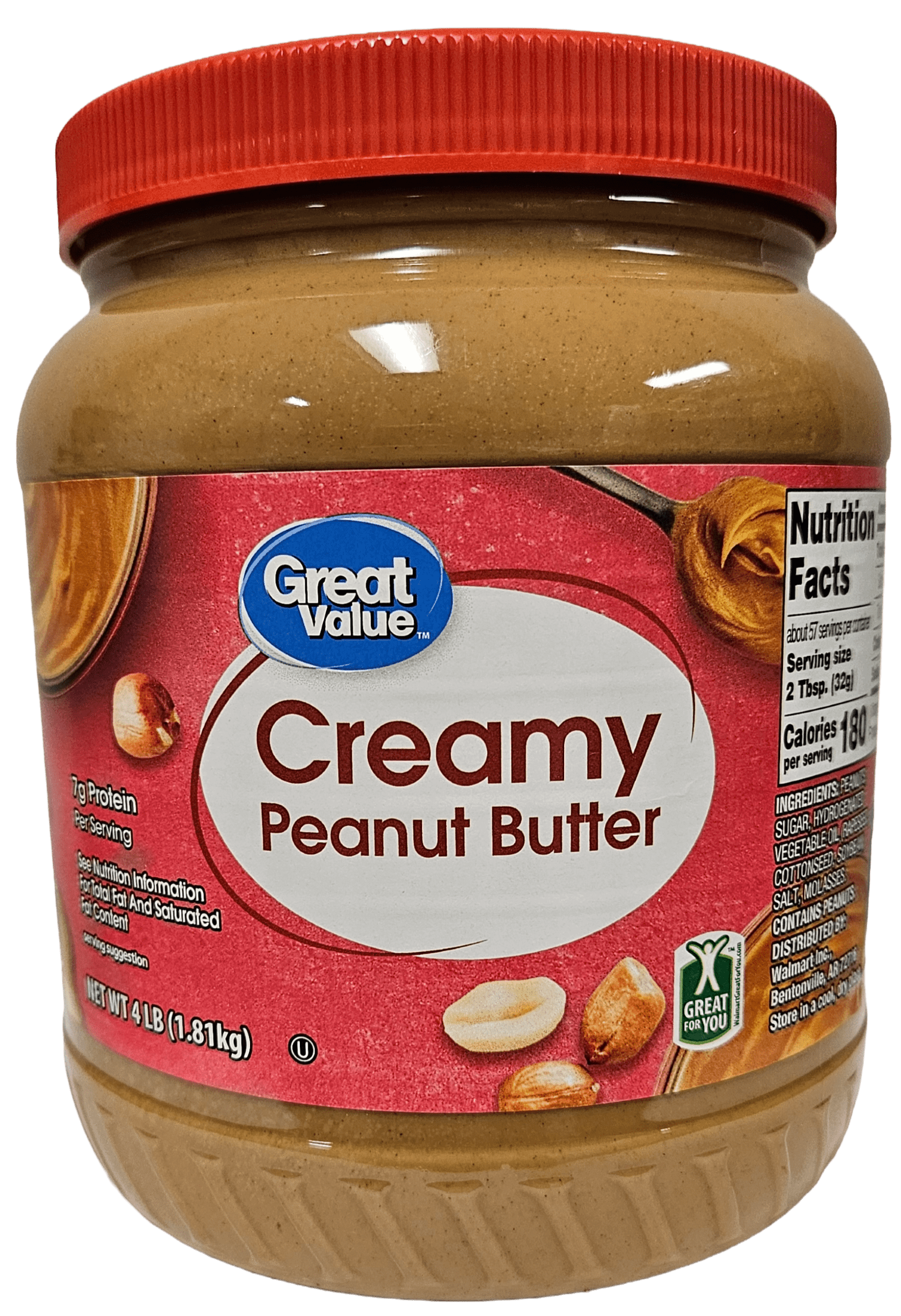 Great Value Creamy Peanut Butter, 64 oz