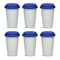 11 oz. Double Wall Ceramic Tumblers with Lid - 6 Pack - Blue