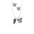 thumbnail image 2 of Delight Jewelry Silvertone Medium Black Enamel Angel Wing Silver tone Guardian Angel Charm Necklace and Stud Earrings, 2 of 4
