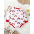 thumbnail image 2 of Qiylii Baby Boy Dinosaur Romper, Long Sleeve Crew Neck Rainbow Print Bodysuit, 2 of 8