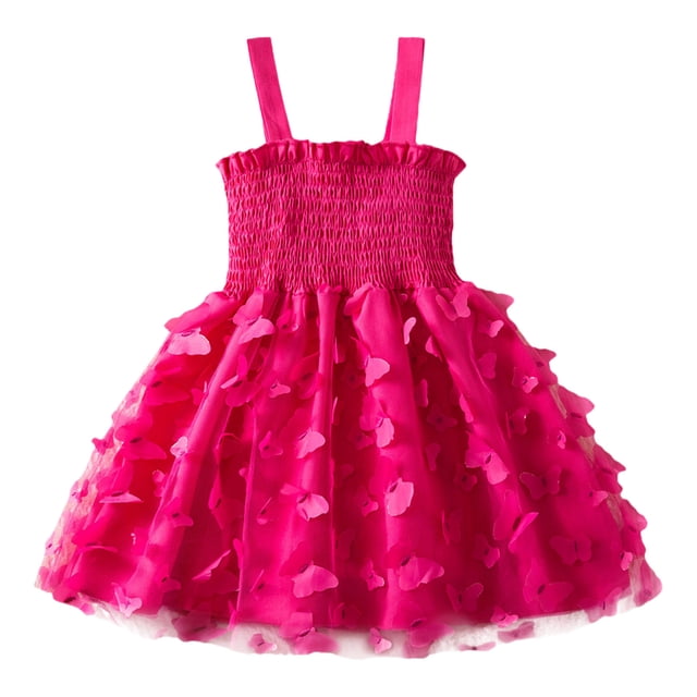 DuoJiaJ Robe de Concours en Tulle pour Fille Enfant, Robe de Fête Sans Manches à Papillon, Robes, Taille 2-3 Ans