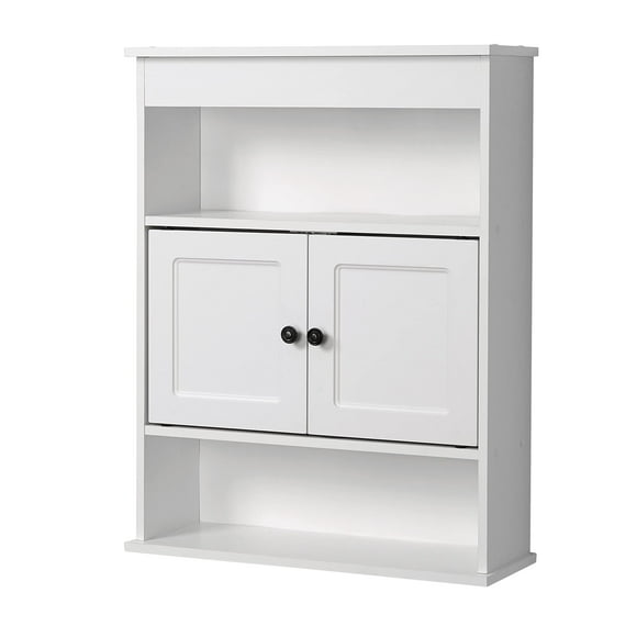 Zenna Home Armoire Murale de Salle de Bain, Blanche avec 2 Portes et 3 Étagères Réglables, Armoire à Pharmacie Idéale Ou Rangement Mural pour Essentiels de Salle de Bain