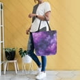 thumbnail image 6 of Open Top Canvas Tote Bag with Zipper Reusable Shopping Bag 13.5x15" Roomy Carryall Purple and Black Tie-dye Texture, 6 of 9