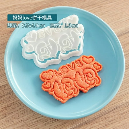 

2022 Mother s Day Rose Flower Biscuit Mold Flower Words Fondant Cookie Press Stamp Mom Birthday Past