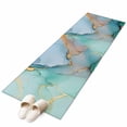 thumbnail image 2 of Teal Marble Area Rugs 2x6 for Kitchen Runner Rug, Abstract Art Modern Geometric Golden Non Slip Washable Rug Runner, Low Pile Indoor Floor Carpet Mat Bathroom Rugs for Bedroom, Kids Room, 2 of 9