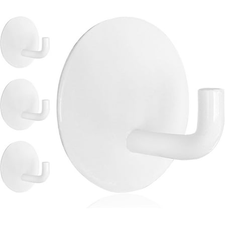 Adhesive Hooks Heavy Duty Waterproof in Shower Hooks for Hanging Loofah, Towels, Clothes for Bathroom Removable Adhesive Wall Hooks Door Hook Stainless Steel Stick on Hooks 4 Pcs (White)