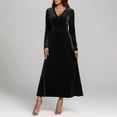 thumbnail image 4 of Drses‌‌ ‌‌‌‌‌‌‌‌‌‌‌‌‌‌‌‌‌‌‌‌‌‌‌‌‌Women's Velvet V-Neck Long Sleeve Evening Gown - Elegant Formal Maxi Dress for Parties, Cocktail & Dancing Events, 4 of 5