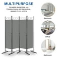 thumbnail image 4 of IVV Room Divider 4 Panel Tall Room Dividers and Folding Privacy Screens, 6 Ft Indoor Divider Room Fabric Panel W/Matel Frame, Freestanding Divider Screen, Partition Room Dividers for Office, Dorm, 4 of 10
