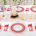 thumbnail image 4 of 100Pcs Clear Plastic Plates with Red Rim,Disposable Party Plates with 50 Dinner Plates and 50 Dessert Plates,Heavy Duty Plastic Plates Set for Parties Wedding Birthday, 4 of 8