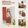 thumbnail image 3 of RAINSMORE Backpack Purse for Women PU Leather Backpack for Work Office Small Fashion Daypack for College Travel,Brown, 3 of 8