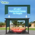 thumbnail image 4 of 17' L x 6.7' W Universal Replacement Canopy for Pergola Structure Outdoor (Canopy Only) (Green), 4 of 8