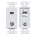 thumbnail image 1 of Hubbell Wiring Systems NS785W tradeSELECT Molded-in Voice/Low-Speed Data Decorator Frame, 5e 110 Punch-Down One F-Type Jack, Coupler Bulkhead, Female to Female, White, 1 of 3