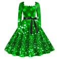thumbnail image 1 of Robe de Thé Classique de Noël pour Femmes Manches Longues Robe de Soirée avec Ceinture, 1 of 2