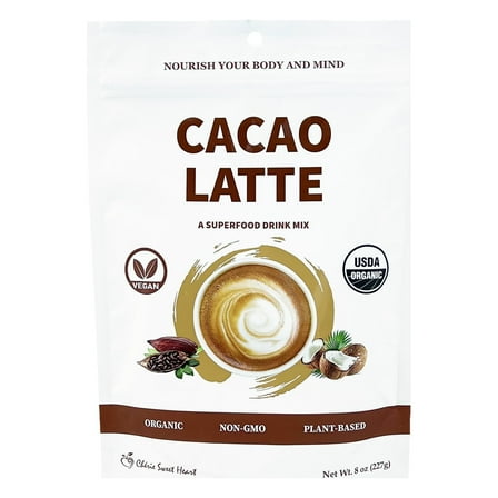 Cherie Sweet Heart Cacao Latte, 8 oz. Pouch, 8 Servings — Organic, Non-GMO, Dairy-Free