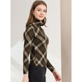 thumbnail image 4 of DARING DIVA Turtleneck Long Sleeve Slim Shirt Blouse XL Brown A, 4 of 6