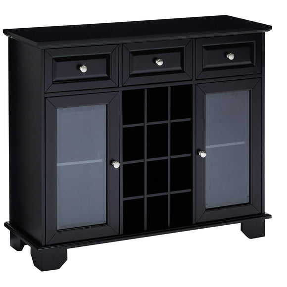 Kings Brand Furniture Buffet Server Sideboard Cabinet with Wine Storage, Black