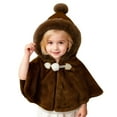 thumbnail image 2 of HJYCHN Cape Poncho Outerwear with Hood and Tie Closure Soft Lined Winter Wear for Toddlers Cozy Fashion Brown 5-6 Years, 2 of 6