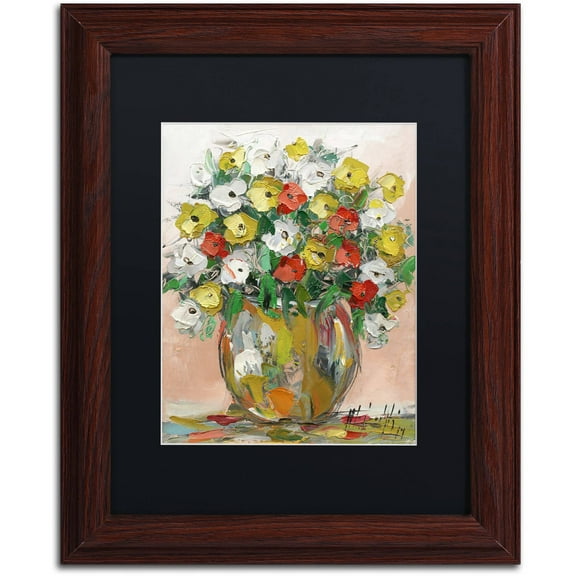 Trademark Fine Art "Spring Flowers in a Vase 8" Canvas Art by Hai Odelia, Black Matte, Wood Frame
