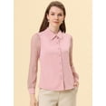 thumbnail image 2 of INSPIRE CHIC Blusa de chifón con botones y manga transparente texturizada para mujer Rosa M, 2 of 5