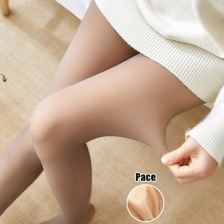 

Legs False Translucent Warm Fleece Pantyhose Women Fleece Lined Thickened Pantyhose Coffee Pace