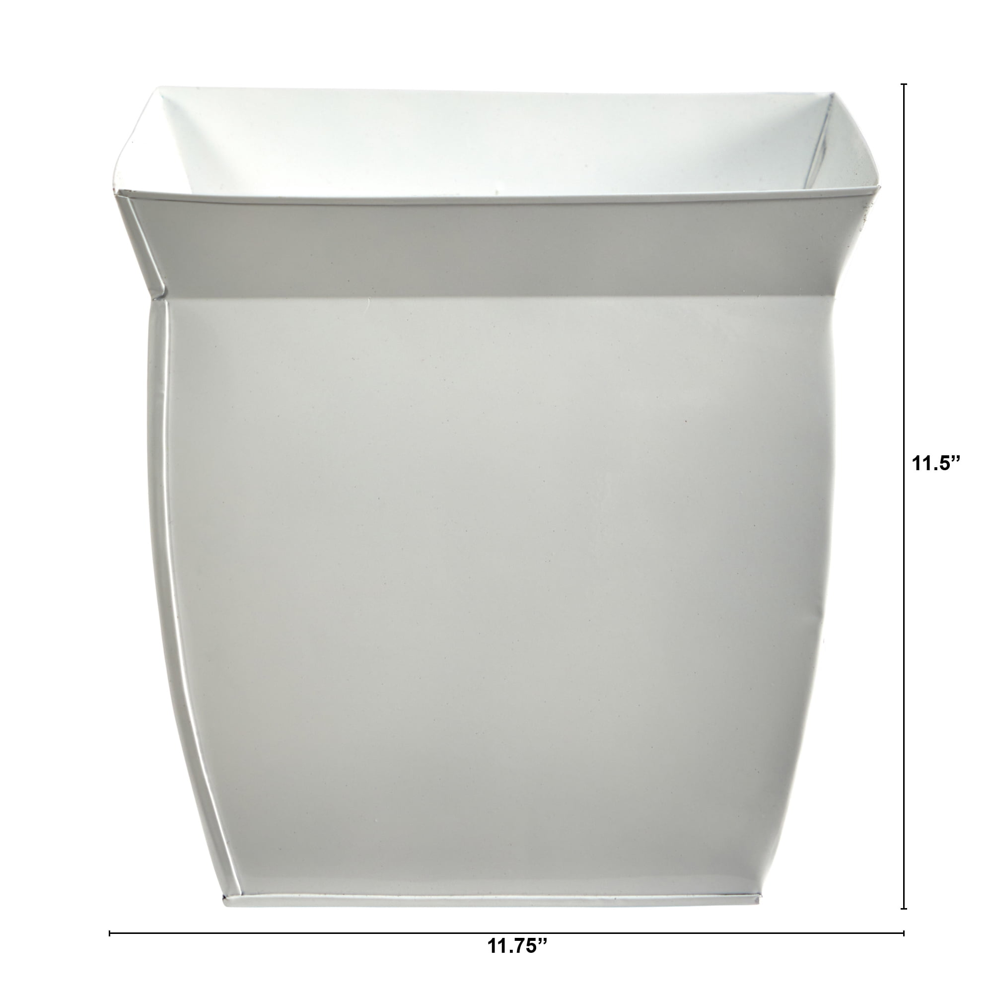 Nearly Natural 11.75" Fluted Metal Square Planter, White