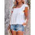 thumbnail image 5 of Women'S Casual Square Neck Ruffle Cap Sleeve Peplum Babydoll Blouse Tank Top White XL, 5 of 7