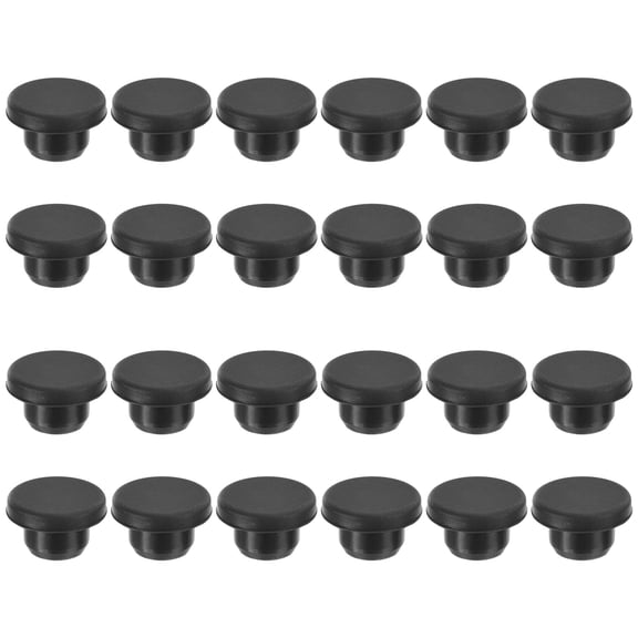 Uxcell Silicone Rubber Hole Plug 15mm Diameter Soft Flexible Stopper for 10mm Hole Black 24 Pieces