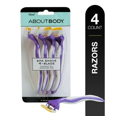 About Body Spa Shave 4-Blade Disposable Razors with Coconut Oil Moisture Pad  4 Ct