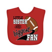 Inktastic Little Sister and Biggest Fan Football Player Girls Baby Bib