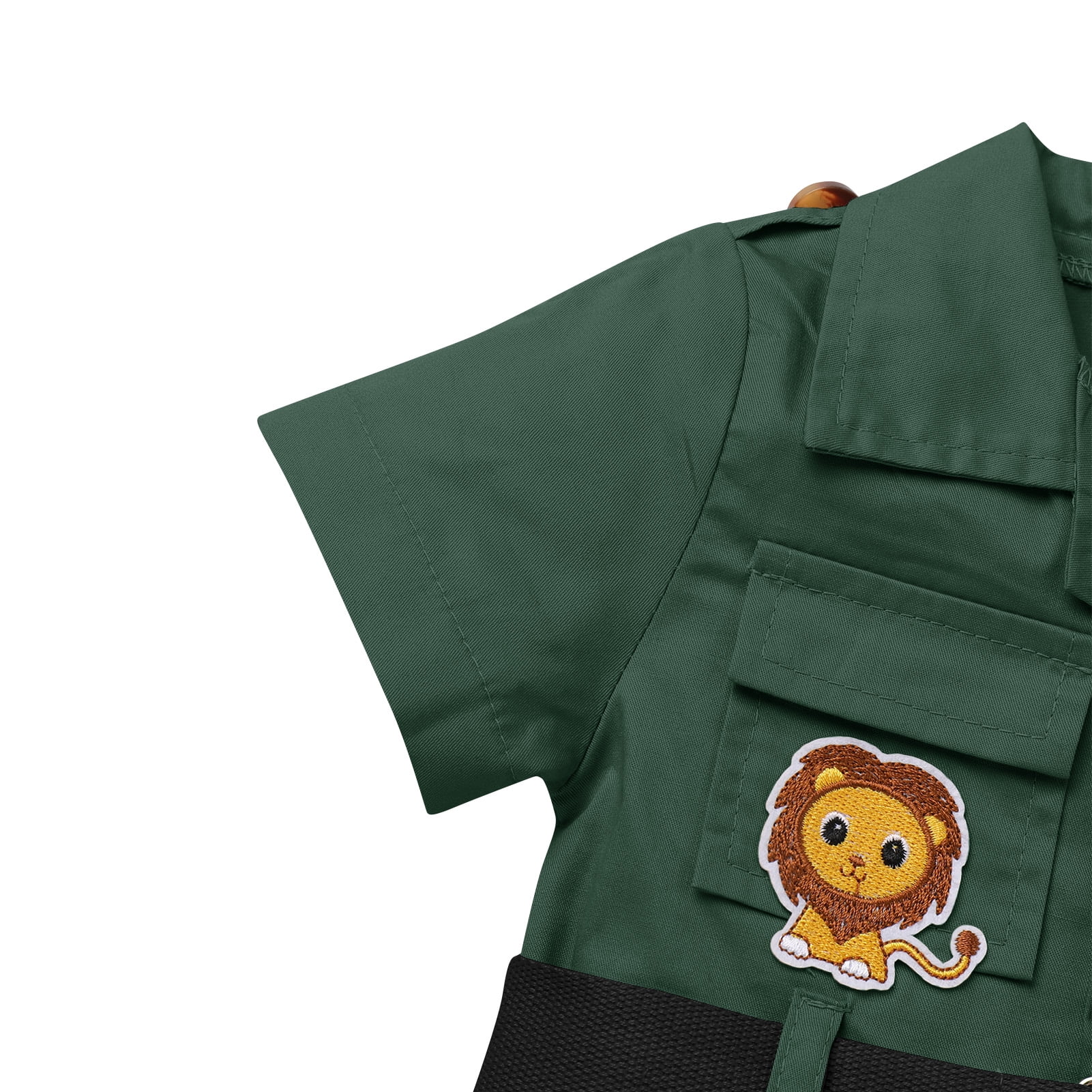 IBTOM CASTLE Toddler Baby Boys Girls Lion Giraffe Birthday Outfit One Piece Romper Jumpsuit with Belt and Hat Jungle Safari Cake Smash Clothes 6-12 Months Green