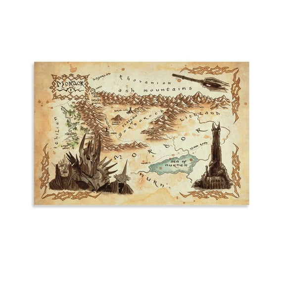 Middle Earth Map Lord of The Rings Poster (18) Print Photo Art Painting Canvas Poster Home Decorative Bedroom Modern Decor Posters Gifts 20x30inch(50x75cm)