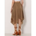 thumbnail image 4 of DARING DIVA Women's Asymmetrical Hem Elastic Waist Chiffon Flowy Midi Skirt Medium Camel, 4 of 6