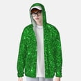 thumbnail image 2 of Kdxio Green Glitter Print Women Men Sun Protection UPF 50+ Jackets Zip Up Long Sleeve Hoodie Hiking Lightweight with Pockets, 2 of 7