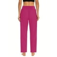 thumbnail image 5 of ClodeEU Women's Cotton Lounge Pants With Pockets,Straight Leg Yoga Pants Trousers Dressy Casual Regular Hot Pink,Womens Plus S, 5 of 8