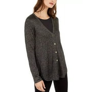 Alfani Women's Metallic Shirttail Cardigan Sweater Black Size Petite Medium
