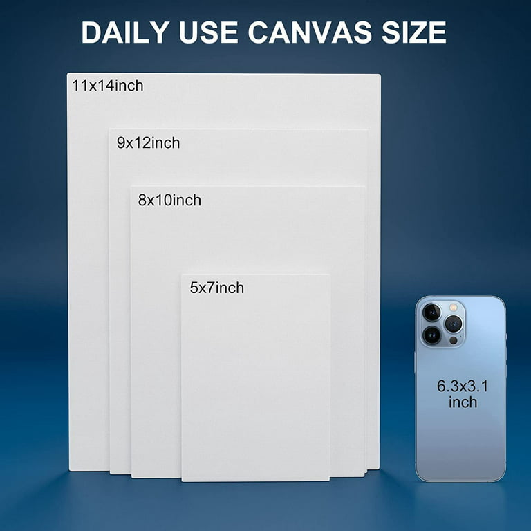Canvas Panels 24-Pack 5x7, 8x10, 9x12, 11x14 Inch, 10 oz Double