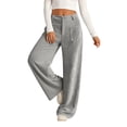 thumbnail image 4 of Hsovts Women's High Waist Wide Leg Sweatpants, Drawstring Elastic Waist Loose Casual Lounge Trousers With Side Pockets For Daily Wear Gray L, 4 of 7