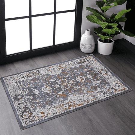 Logmey 2X3 Area Rug Blue Rug Traditional Non-Shedding Living Room Bedroom Dining Home Office Stylish, Stain Resistant carpet